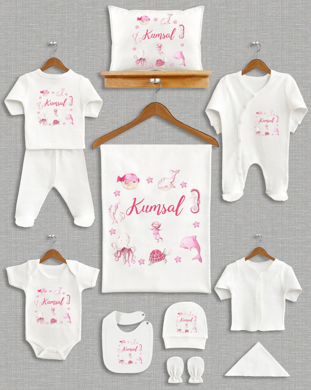 Deniz Temalı Tasarım 11'li Organik  Hastane Çıkışı