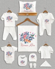 Çiçekli Kuş Tasarımı 11'li Organik  Hastane Çıkışı