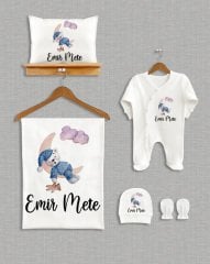 Ay Üzerinde Uyuyan Sevimli Ayıcık Tasarımı 5'li Organik Hastane Çıkışı