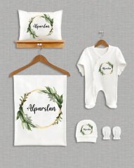 Yeşil Yapraklı Çelenk Tasarımı 5'li Organik Hastane Çıkışı