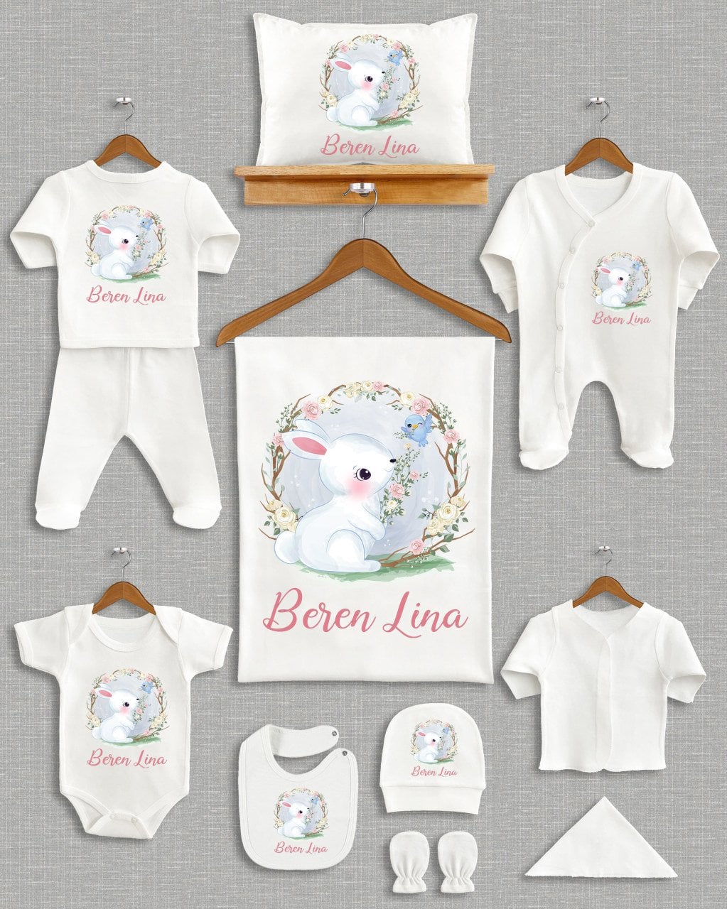 Sevimli Tavşan Tasarımı 11'li Organik  Hastane Çıkışı