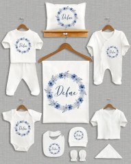 Mavi Çiçek Tasarımı 11'li Organik  Hastane Çıkışı