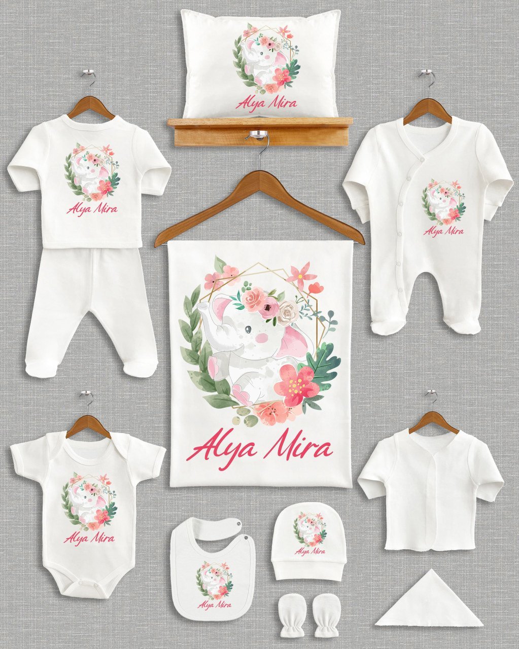 Çiçekli Sevimli Ayıcık Tasarımı 11'li Organik  Hastane Çıkışı