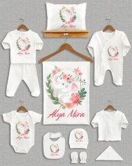 Çiçekli Sevimli Ayıcık Tasarımı 11'li Organik  Hastane Çıkışı