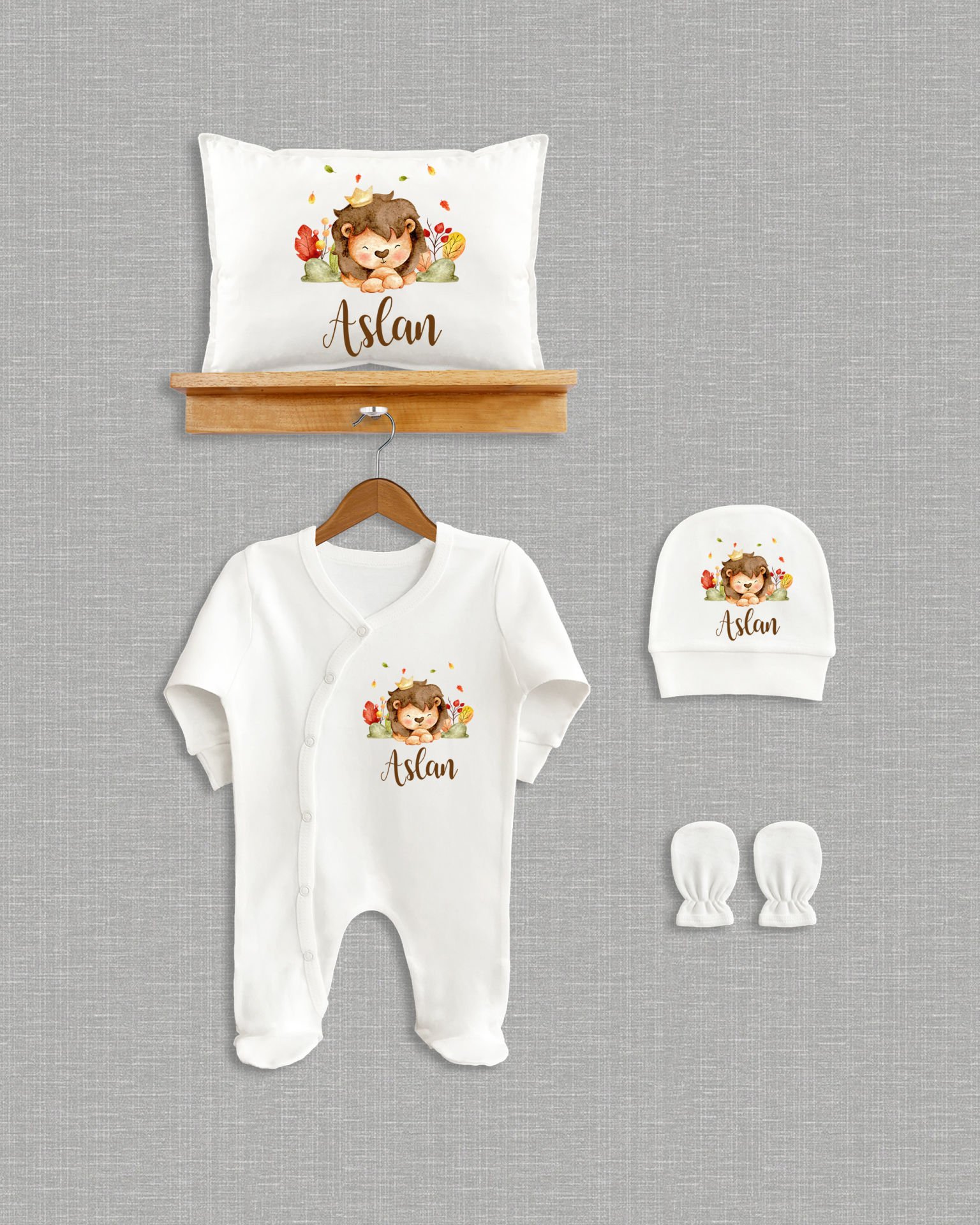 Sevimli Aslan Tasarımı 4'lü Organik Hastane Çıkışı