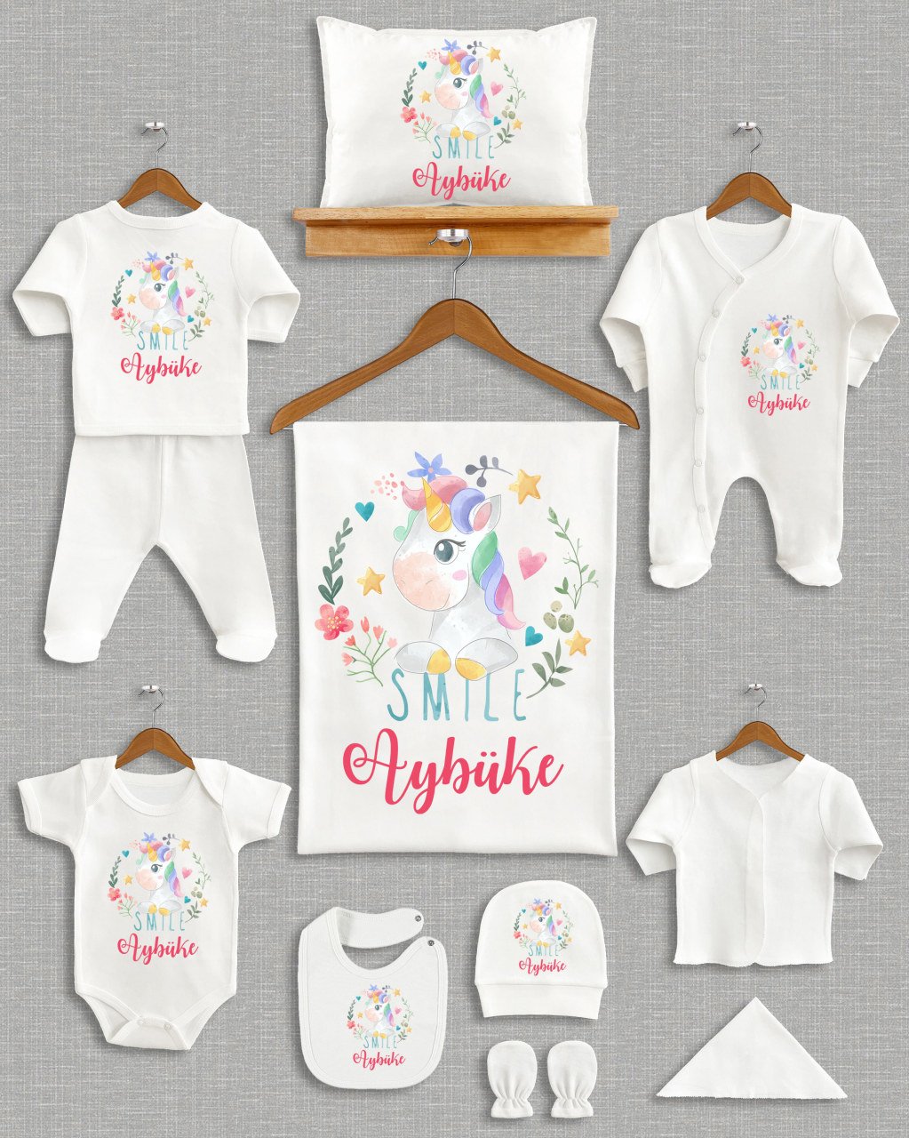 Sevimli Unicorn Tasarımı 11'li Organik  Hastane Çıkışı