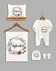 Pamuk Çelenkli Sevimli Ayıcıklı Sincaplı Tasarım 5'li Organik Hastane Çıkışı