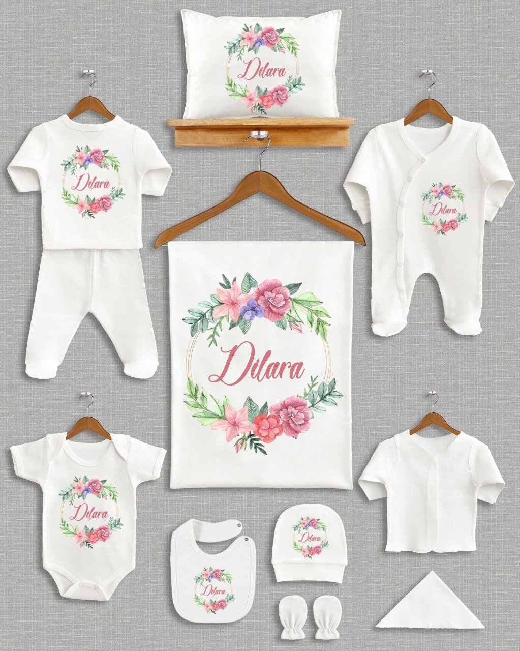 Pastel Renkli Çiçek Tasarımı 11'li Organik  Hastane Çıkışı