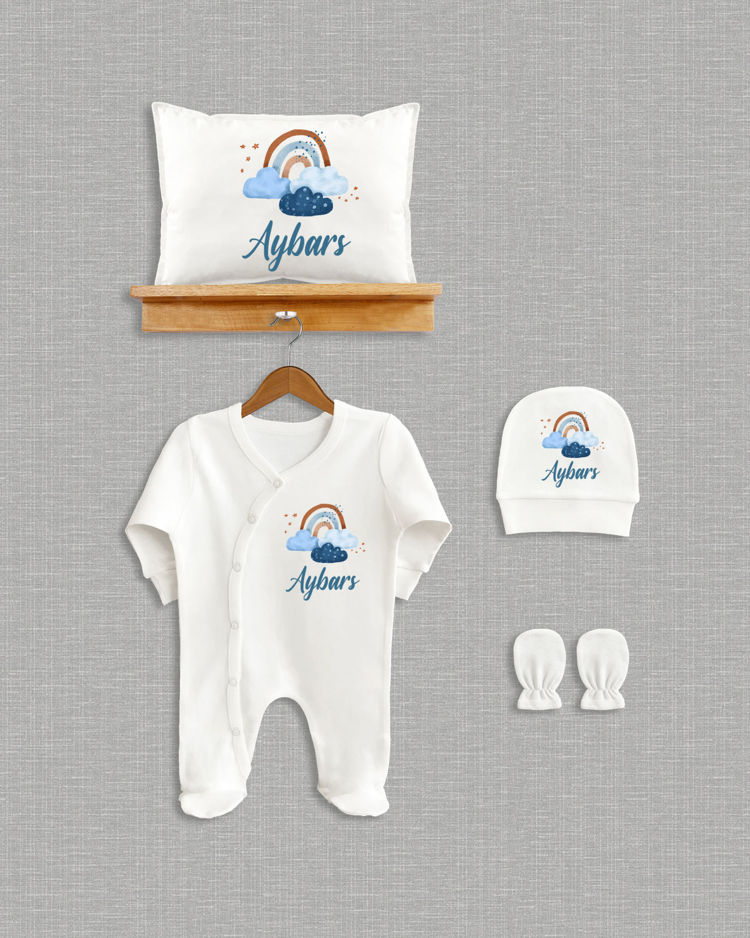 Gökkuşağı Bulut Tasarımı 4'lü Organik Hastane Çıkışı