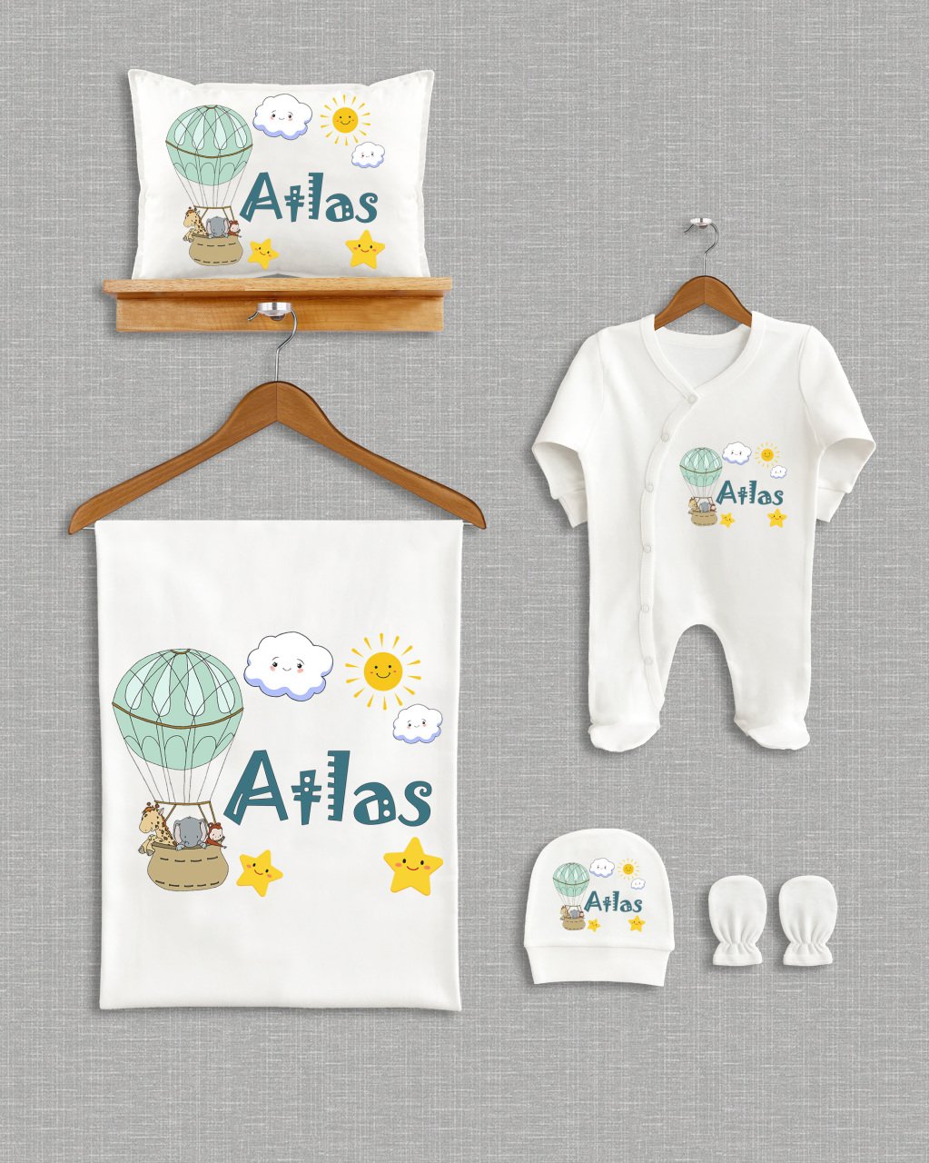 Uçan Balonlu Tasarım 5'li Organik Hastane Çıkışı