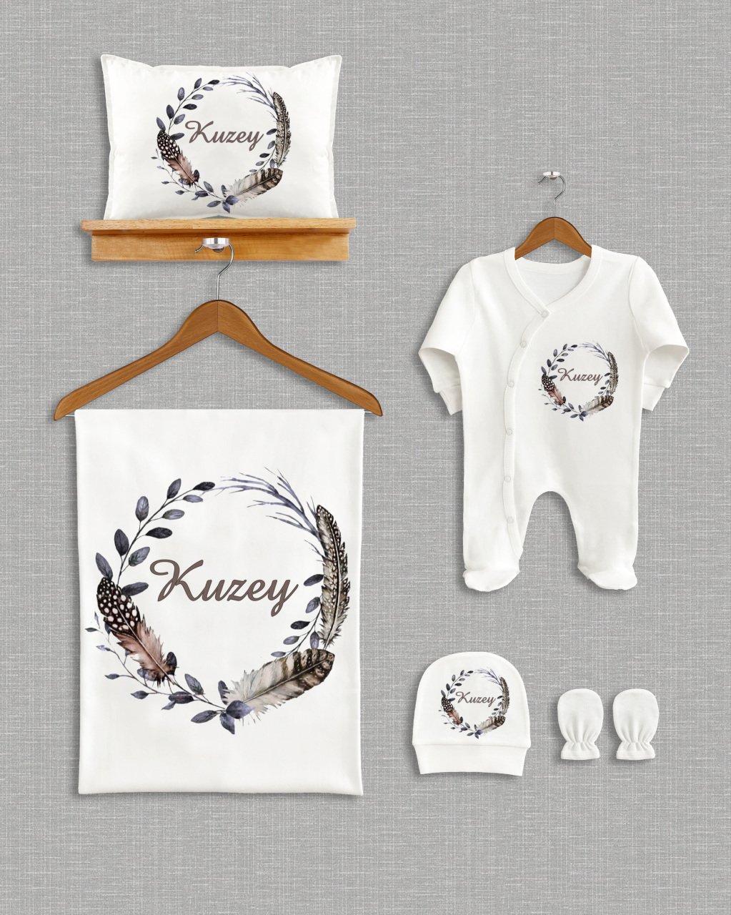 Tüylü Çelenk Tasarımı 5'li Organik Hastane Çıkışı