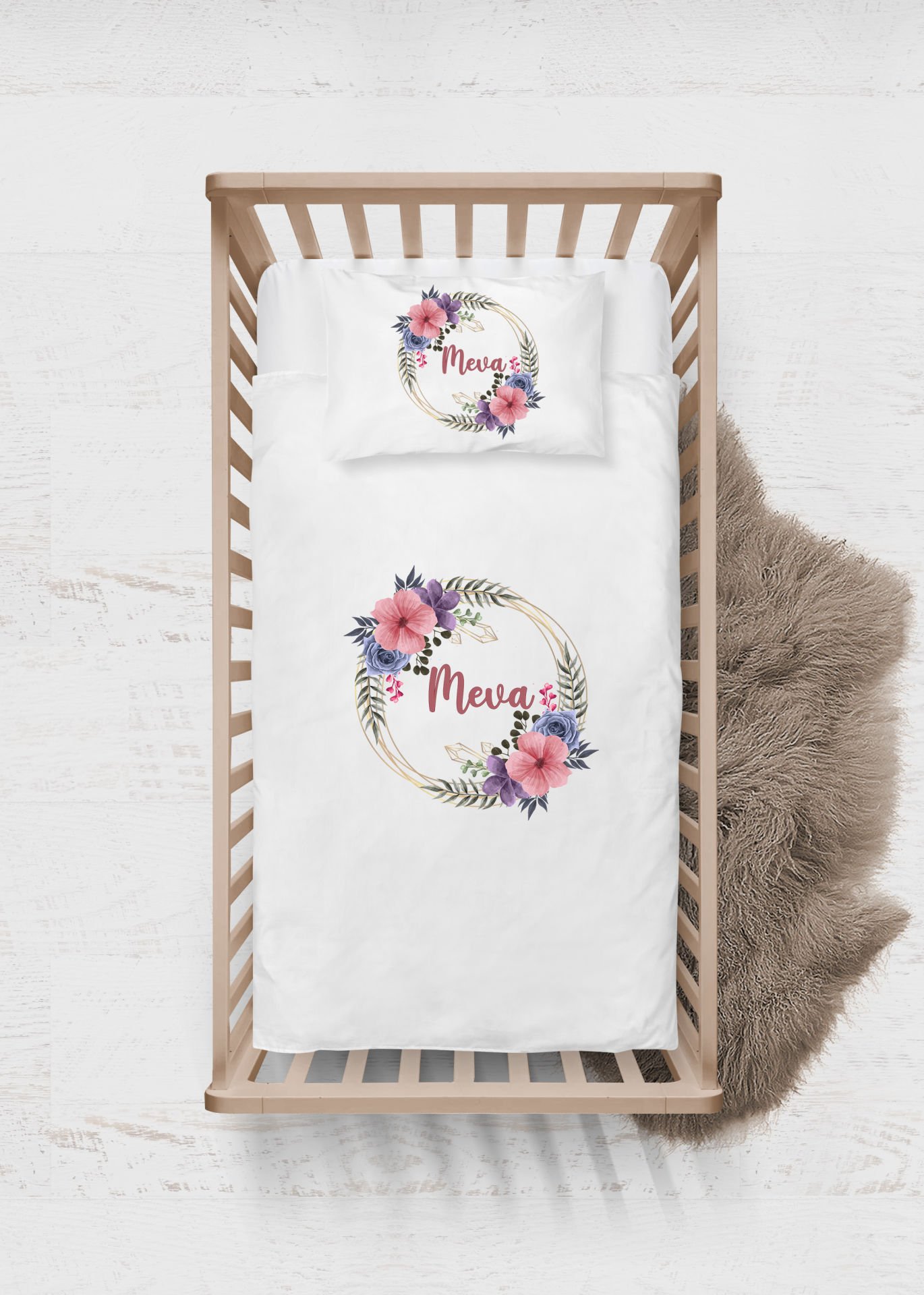 Çiçek Çelenk Tasarımı Nevresim Takımı