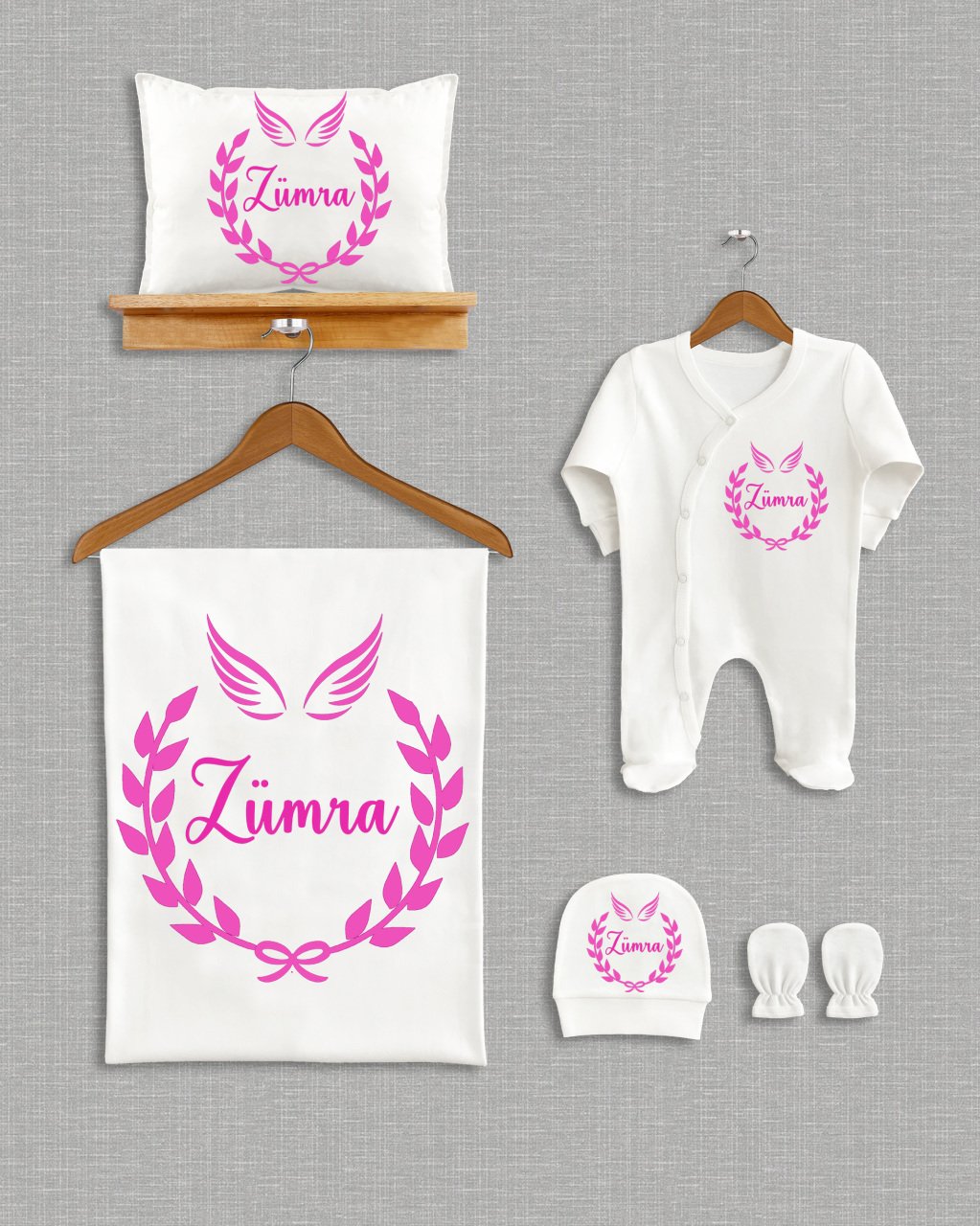 Kanatlı Çelenk Tasarımı 5'li Organik Hastane Çıkışı