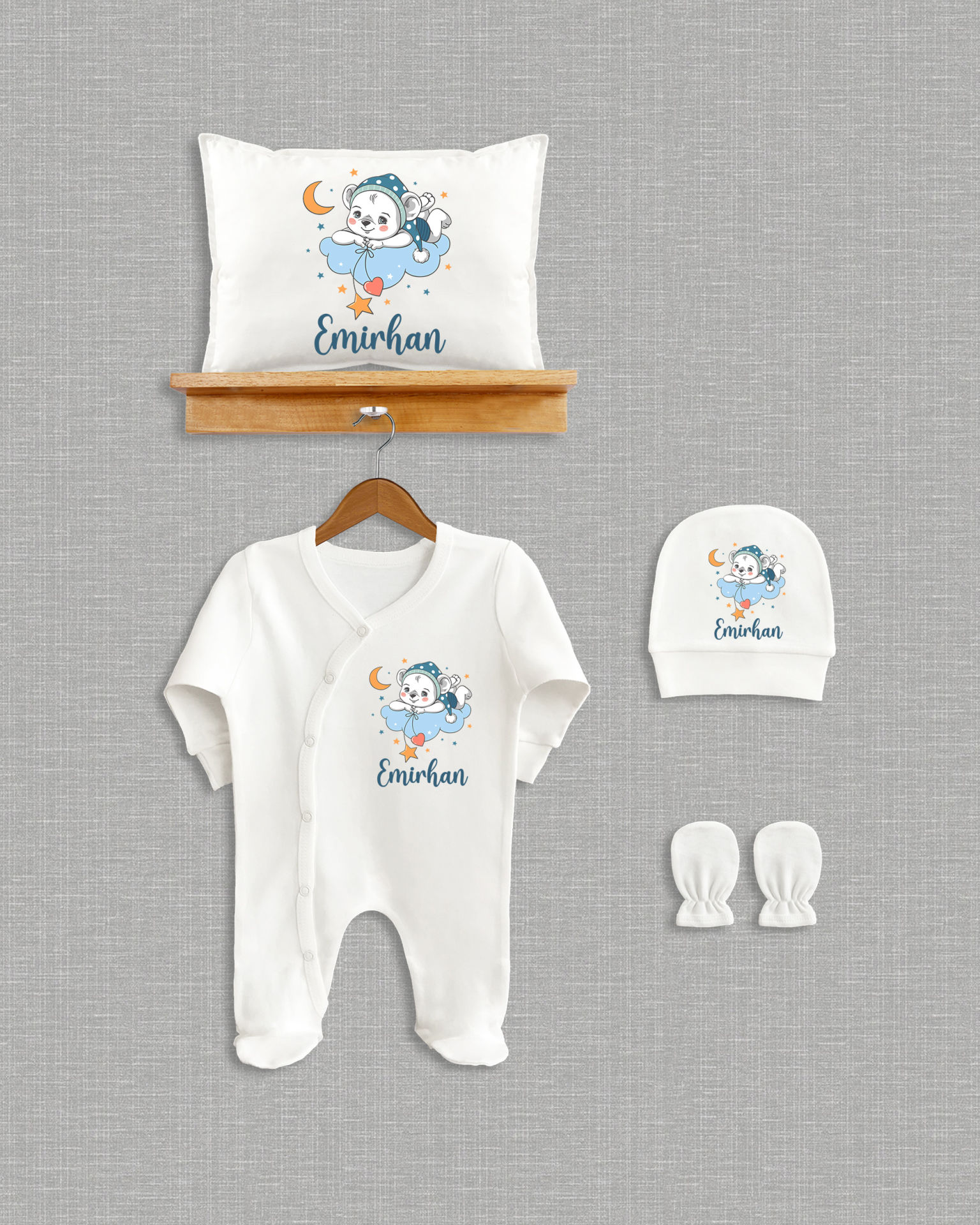 Sevimli Ayıcık Tasarım 4'lü Organik Hastane Çıkışı