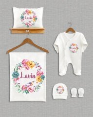 Çiçekli Kuş Tasarımı 5'li Organik Hastane Çıkışı