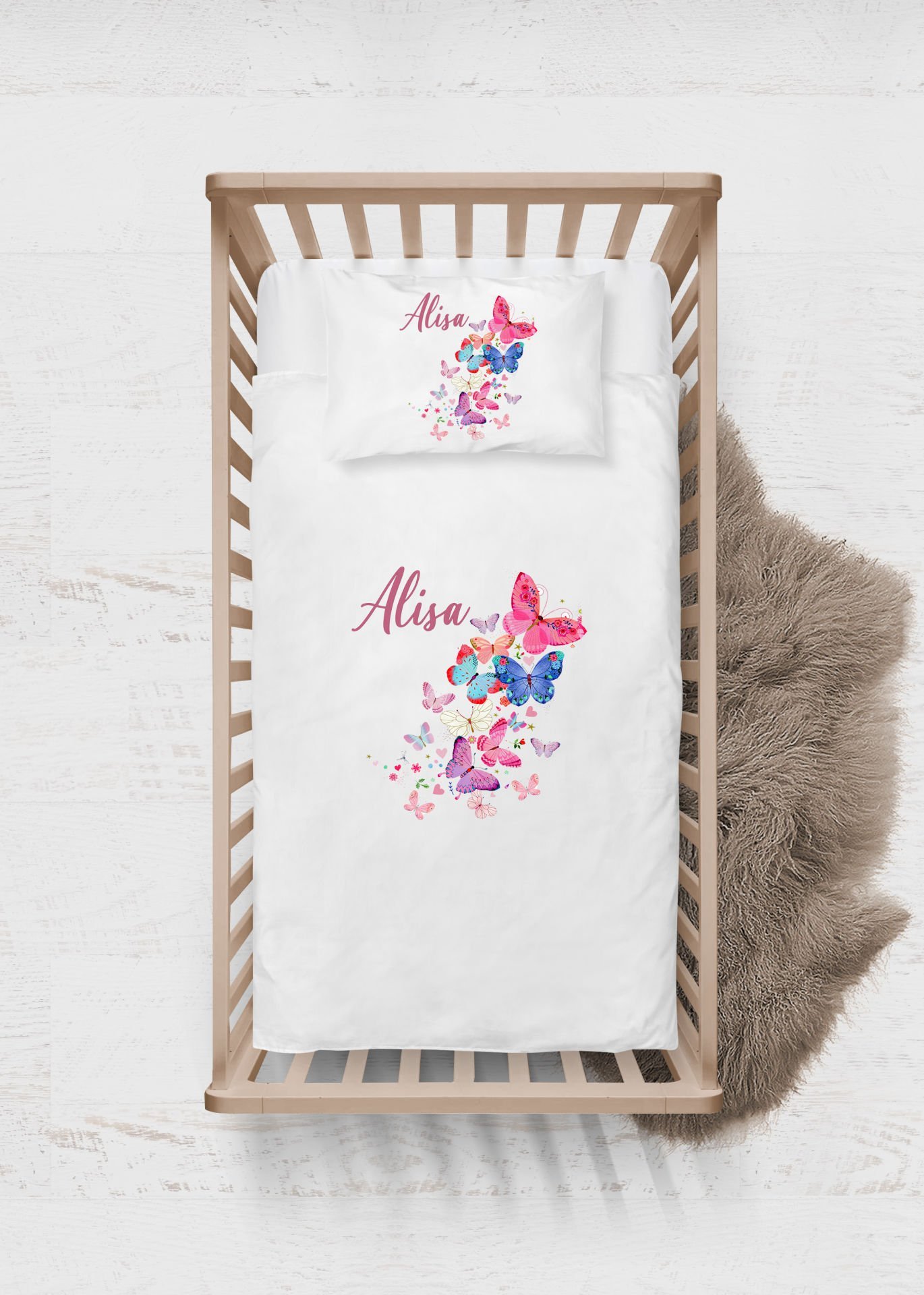 Renkli Kelebekler Tasarımı Nevresim Takımı