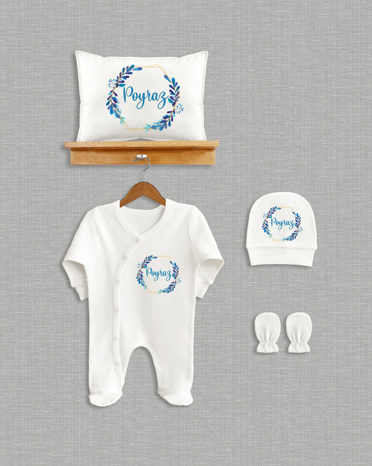 Yaprak Çelenk Tasarımı 4'lü Organik Hastane Çıkışı