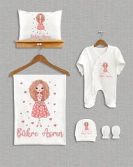 Sevimli Kız Tasarımı 5'li Organik Hastane Çıkışı