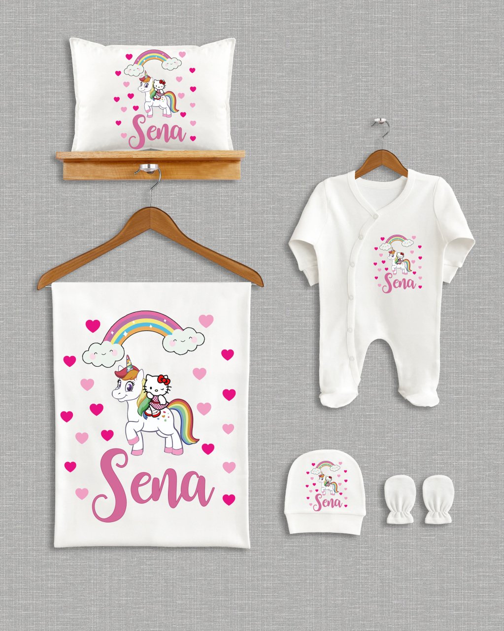 Kalpli Unicorn Tasarımı 5'li Organik Hastane Çıkışı
