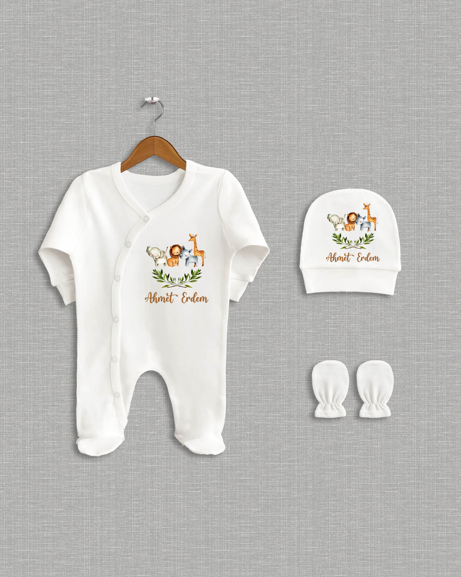 Sevimli Hayvanlar Tasarımı 3'lü Organik Hastane Çıkışı