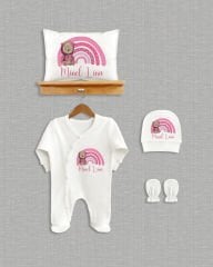 Gökkuşağında Ayıcık Tasarımı 4'lü Organik Hastane Çıkışı