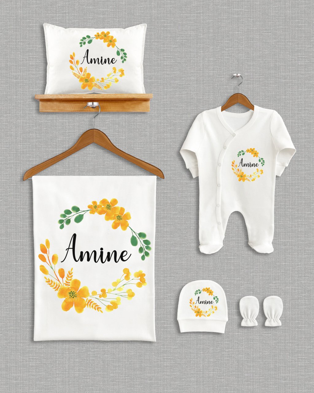 Sarı Çiçek Tasarımı 5'li Organik Hastane Çıkışı