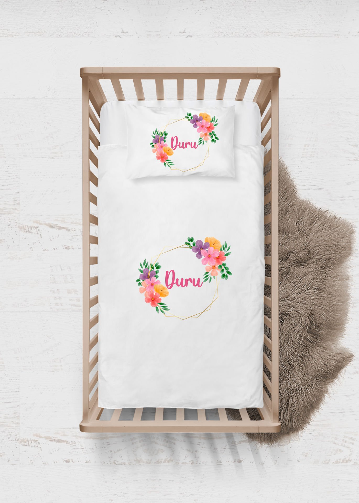 Çiçek Çelenk Tasarımı Nevresim Takımı