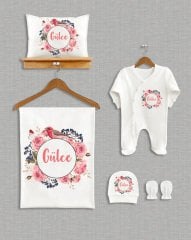 Renkli Çiçek Kuş Tasarımı 5'li Organik Hastane Çıkışı