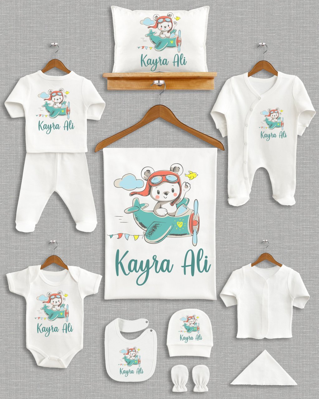 Sevimli Ayıcık Uçak Tasarımı 11'li Organik Hastane Çıkışı