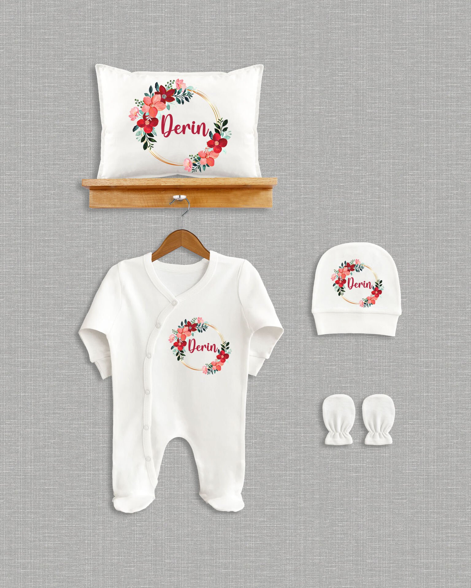 Çiçekli Tasarım 4'lü Organik Hastane Çıkışı