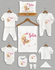 Ay Üzerinde Uyuyan Ayıcık Tasarımı 11'li Organik Hastane Çıkışı