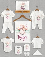 Rainbow Unicorn Tasarımı 11'li Organik Hastane Çıkışı