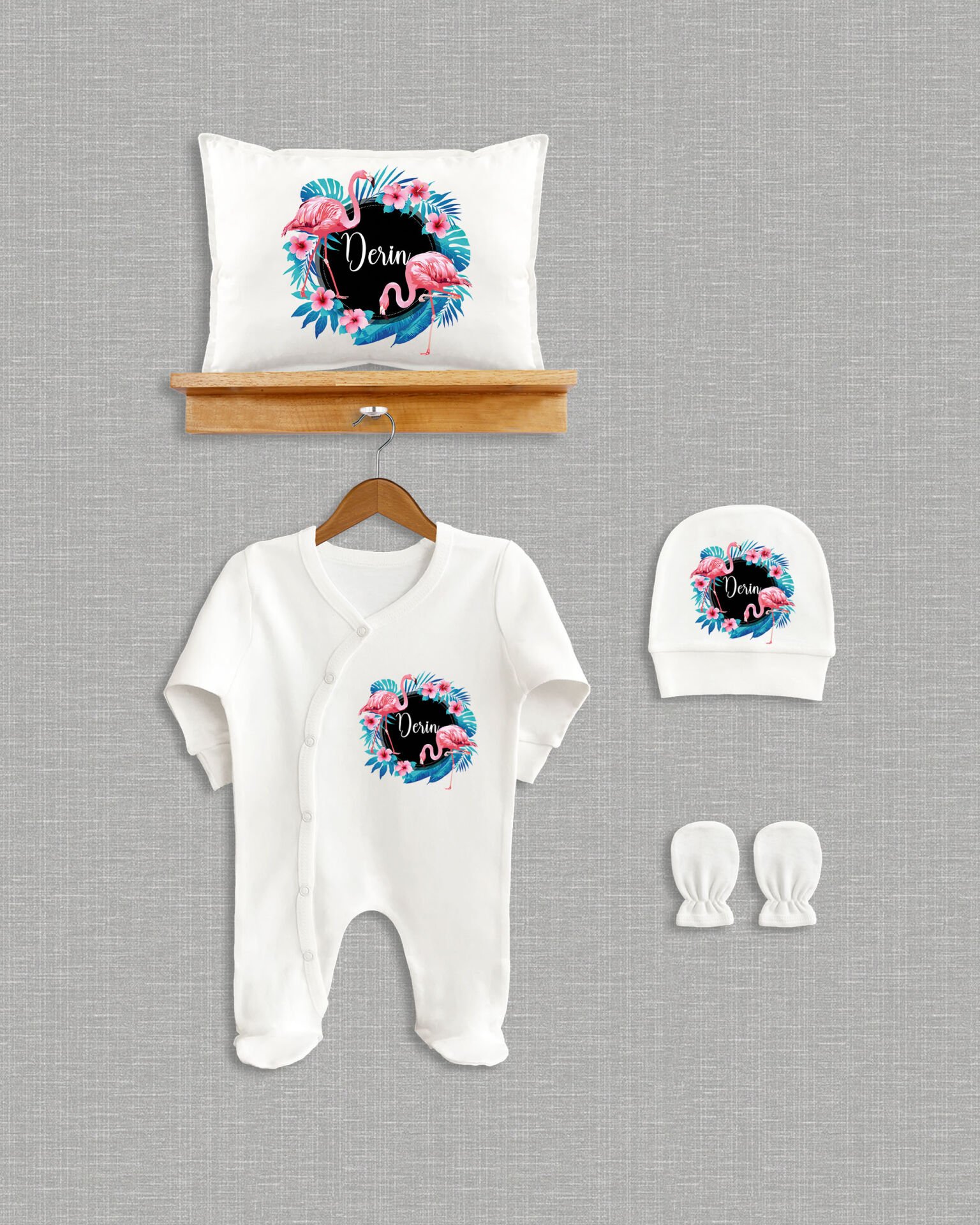 Flamingo Tasarımı 4'lü Organik Hastane Çıkışı