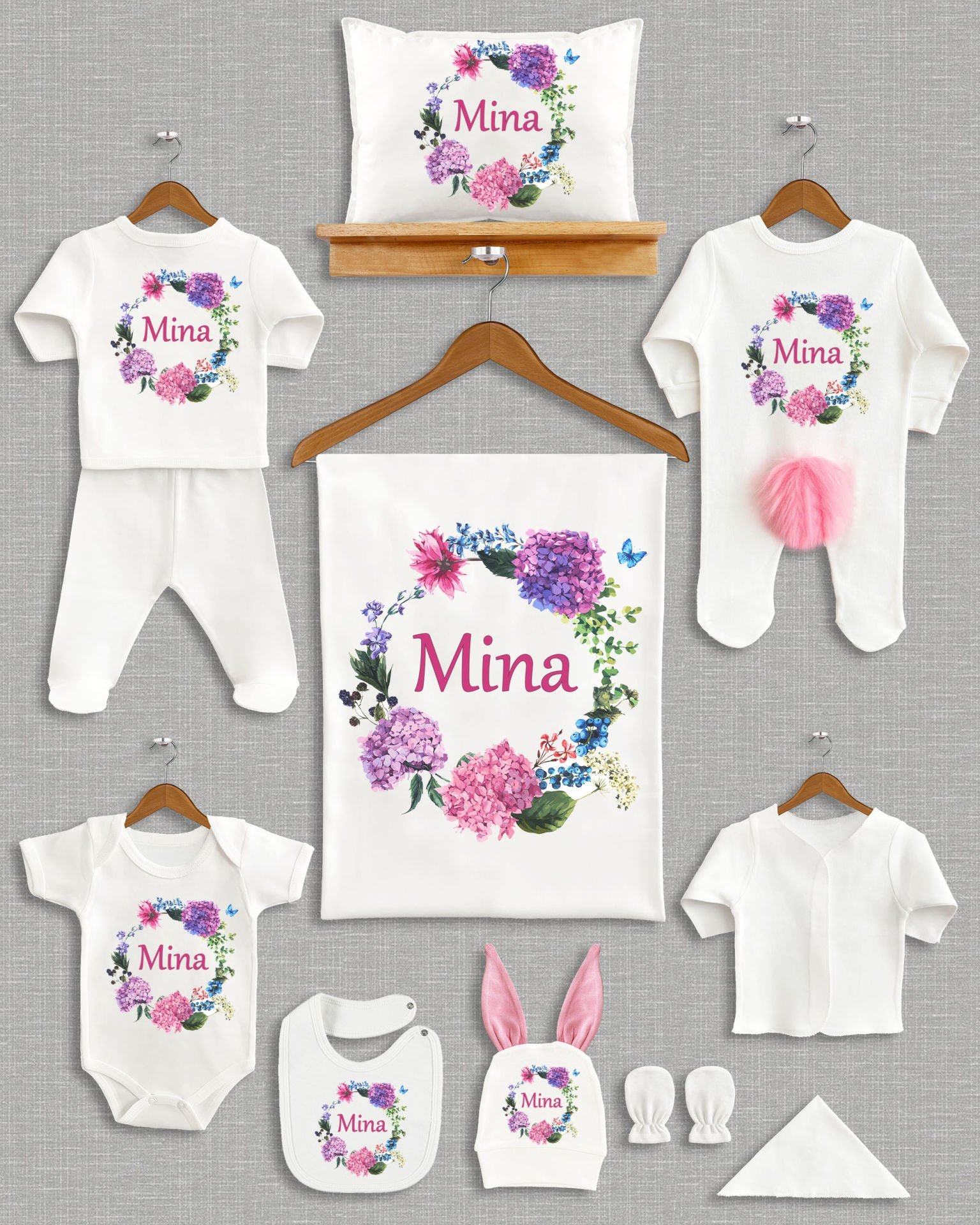 Sümbül Tasarımı Ponponlu Tavşan Kulaklı 11'li Organik Hastane Çıkışı