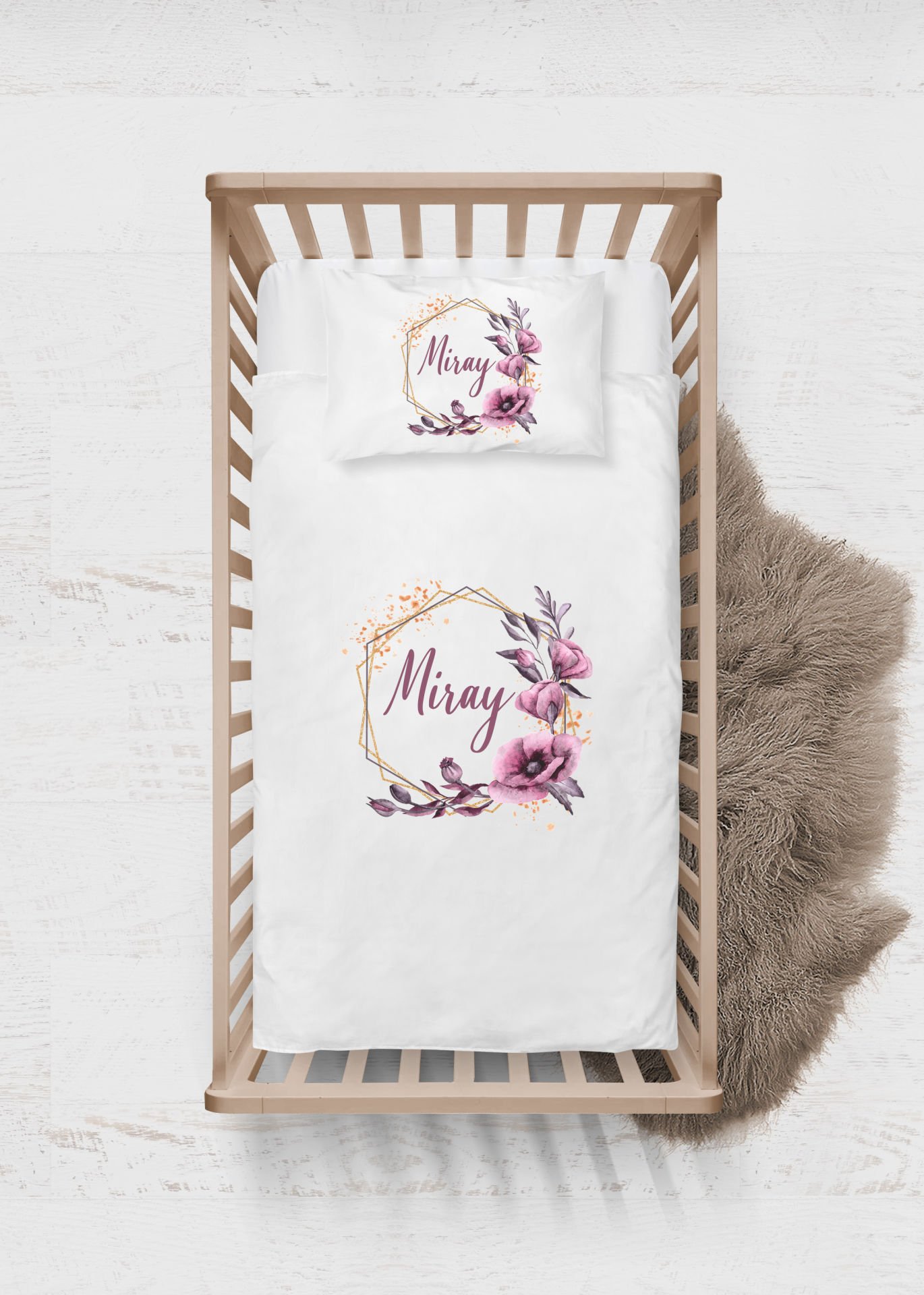 Çiçek Çelenk Tasarımı Nevresim Takımı