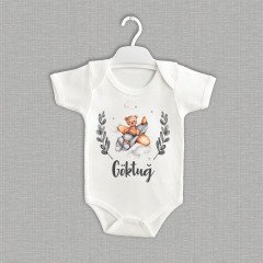 Uçakta Sevimli Ayıcık Tasarımı Organik Zıbın