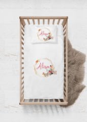 Çiçekli Çelenk Tasarımı Nevresim Takımı