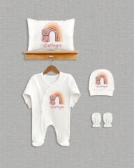 Ayıcıklı Gökkuşağı Tasarımı 4'lü Organik Hastane Çıkışı