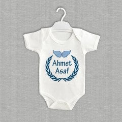Mavi Kanatlı Çelenk Tasarımı Organik Zıbın