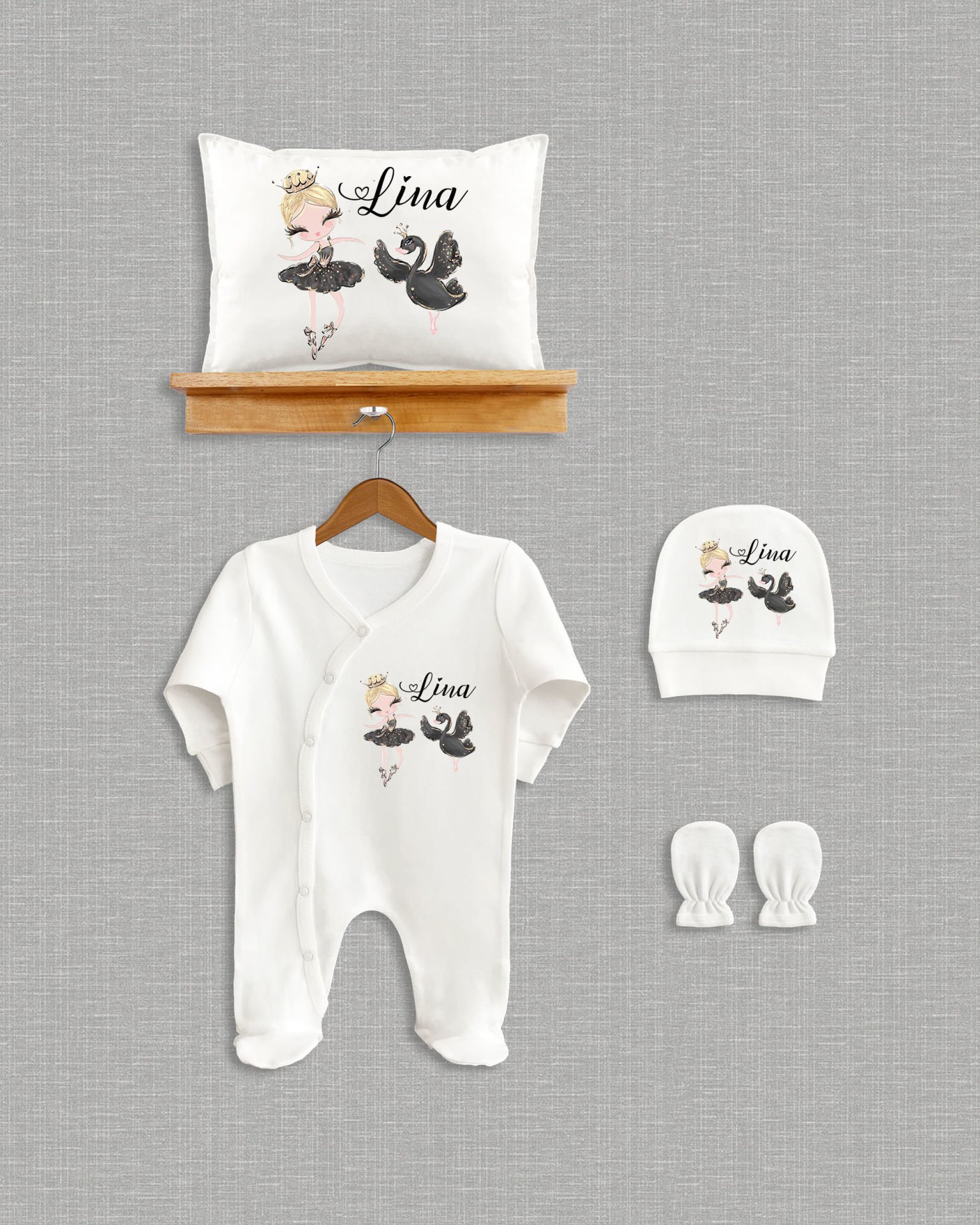 Balerinli Kuğu Tasarımı 4'lü Organik Hastane Çıkışı