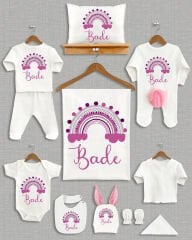 Gökkuşağı Tasarımı Ponponlu Tavşan Kulaklı 11'li Organik Hastane Çıkışı