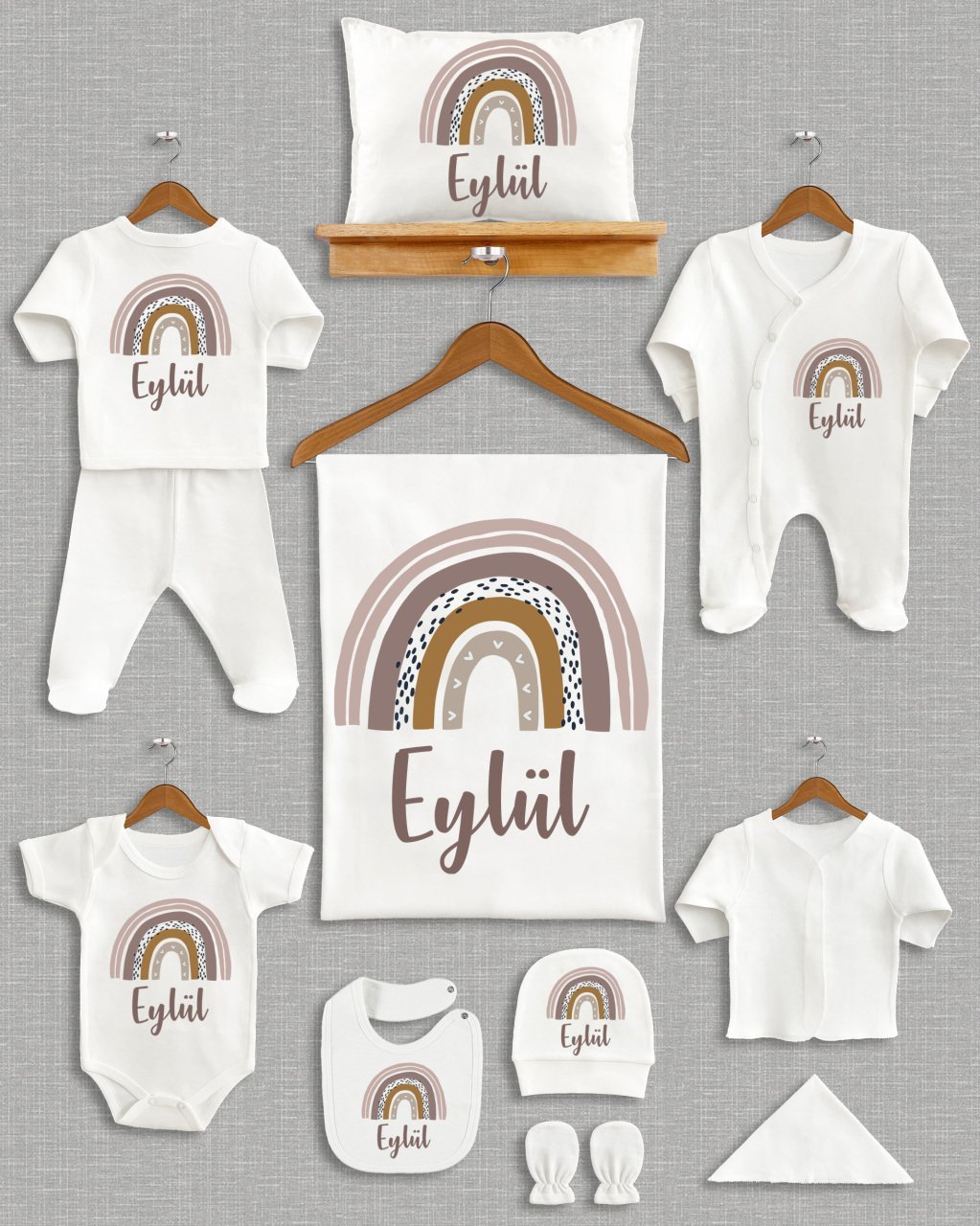 Pastel Gökkuşağı Tasarımı 11'li Organik Hastane Çıkışı