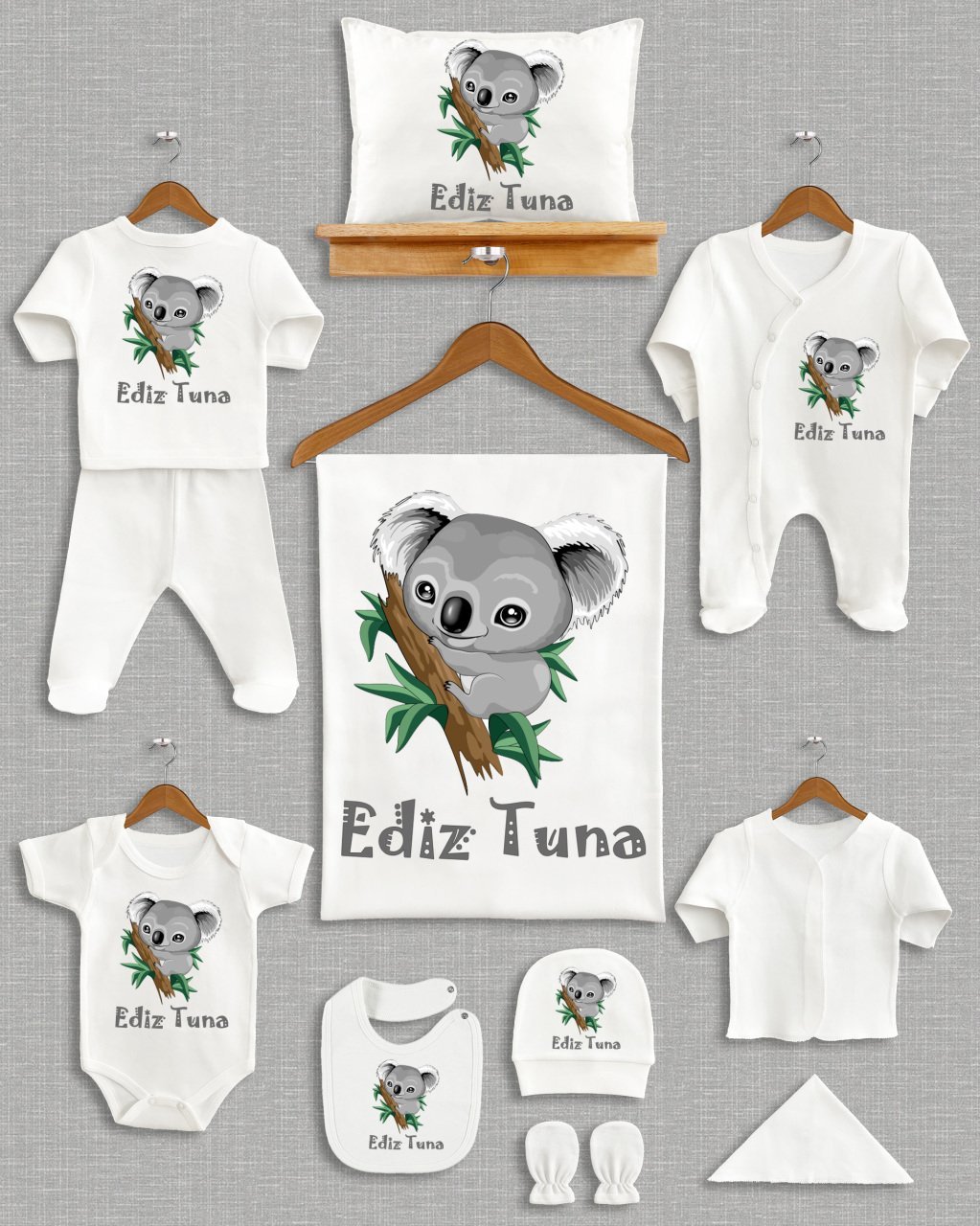 Sevimli Koala Tasarımı 11'li Organik Hastane Çıkışı