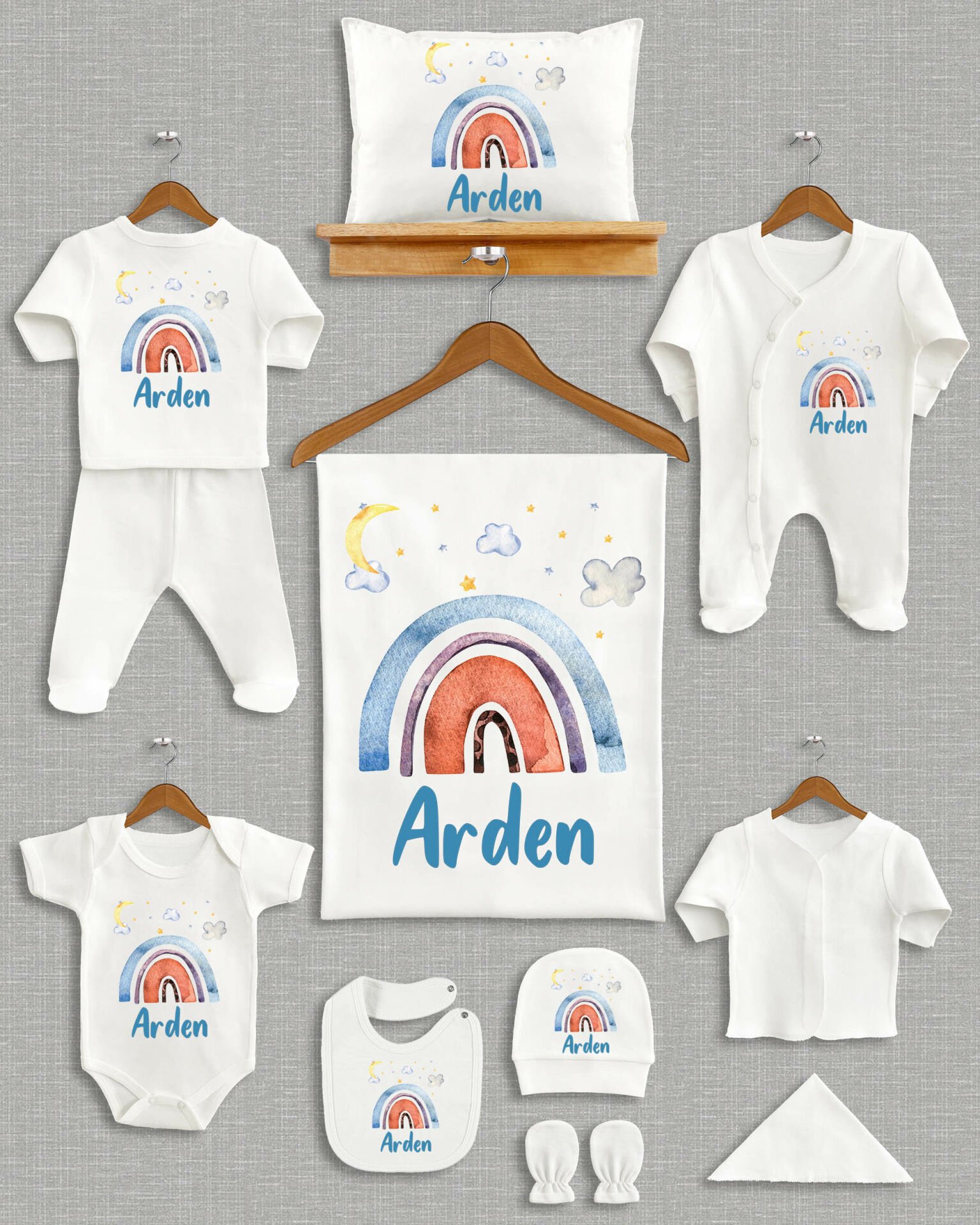 Gökkuşağı Tasarımı 11'li Organik İsme Özel Hastane Çıkışı