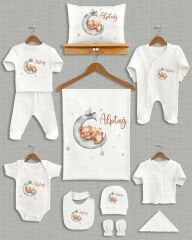 Ay Üzerinde Ayıcık Tasarımı 11'li Organik İsme Özel Hastane Çıkışı