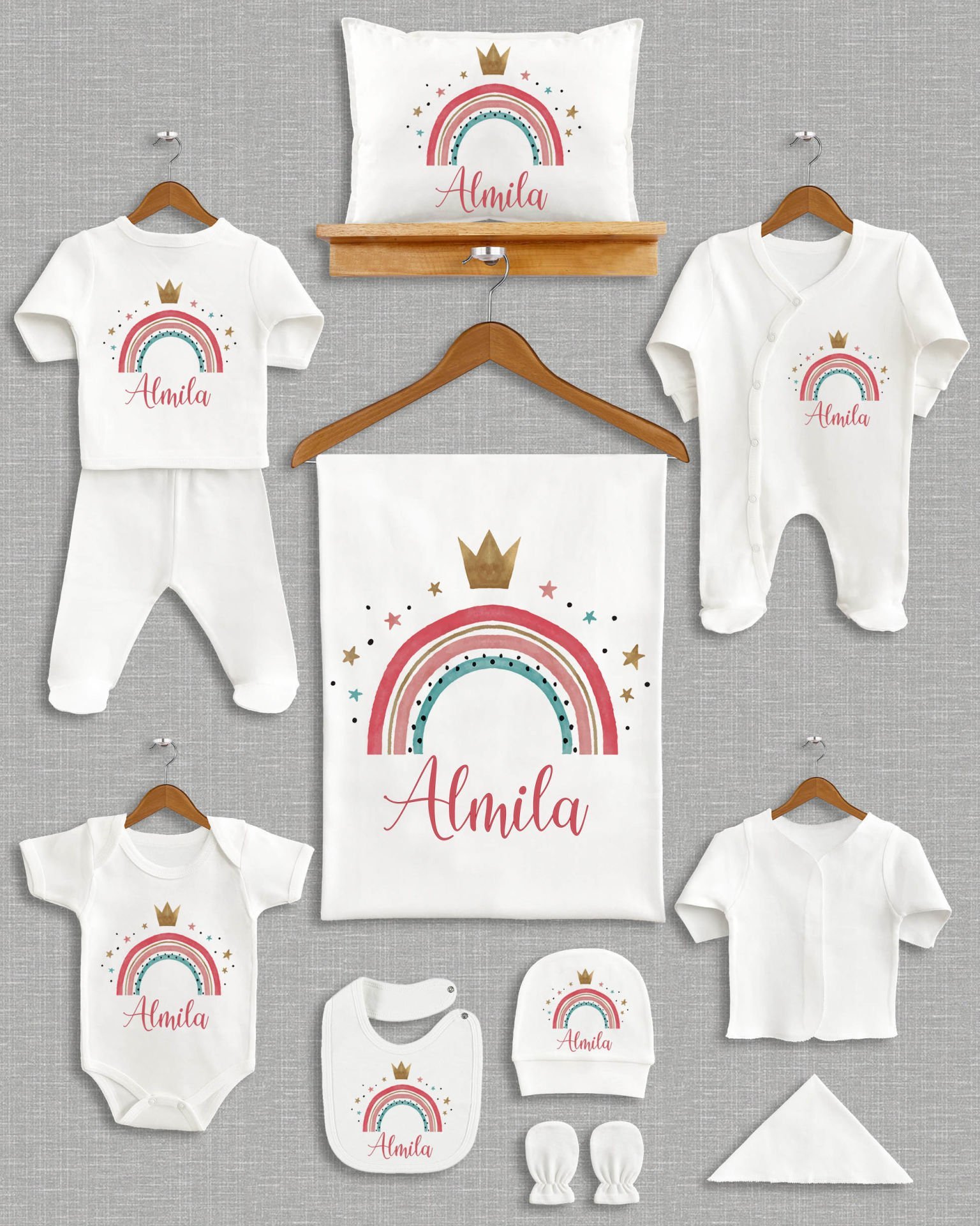 Gökkuşağı Tasarımı 11'li Organik İsme Özel Hastane Çıkışı