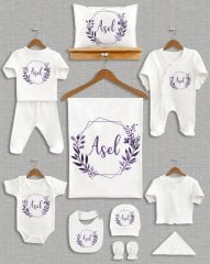 Mor Yapraklı Çelenk Tasarımı 11'li Organik Hastane Çıkışı