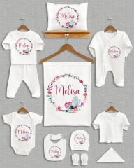 Kelebekli Çiçek Çelenk Tasarımı 11'li Organik İsme Özel Hastane Çıkışı