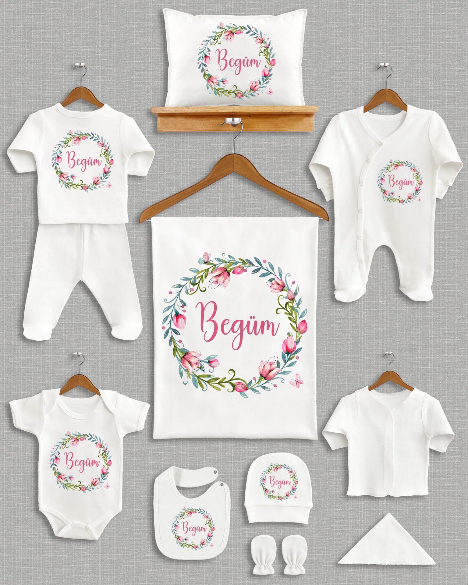 Çiçek Çelenk Tasarımı 11'li Organik İsme Özel Hastane Çıkışı