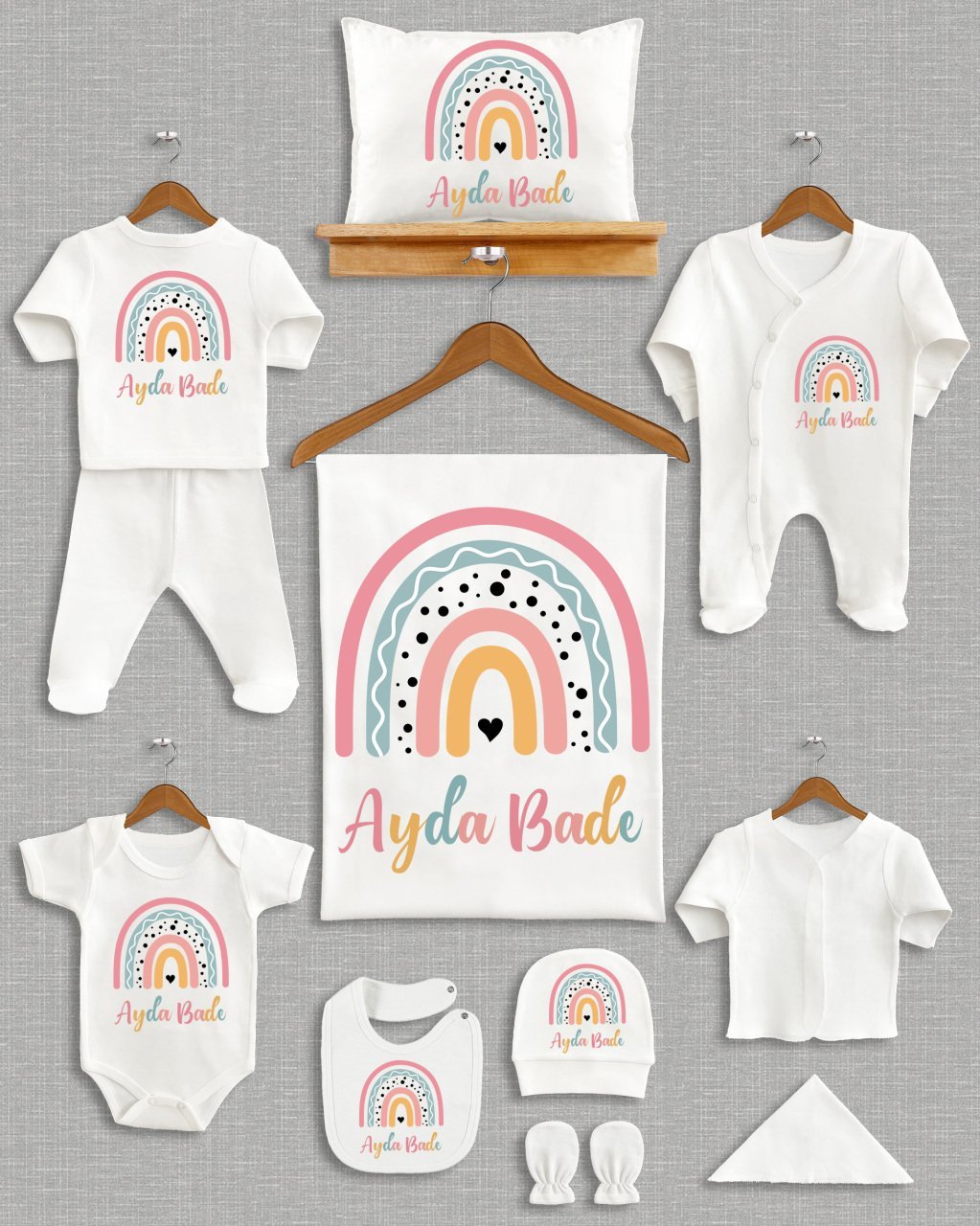 Renkli Gökkuşağı Tasarımı 11'li Organik Hastane Çıkışı